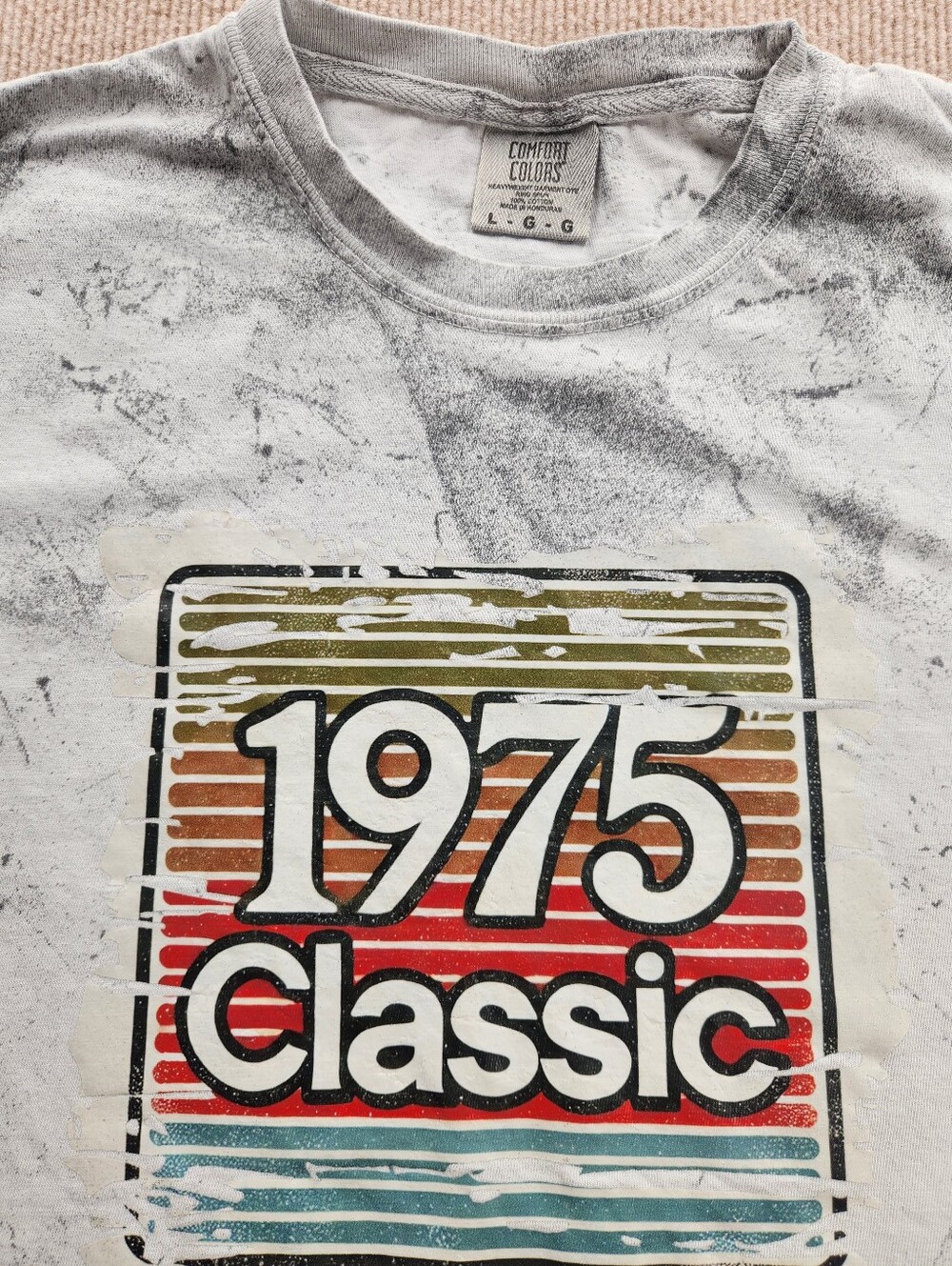 Comfort Colors 1975 Classic Graphic T-Shirt Ivory Gray Men's Short Sleeve Large
